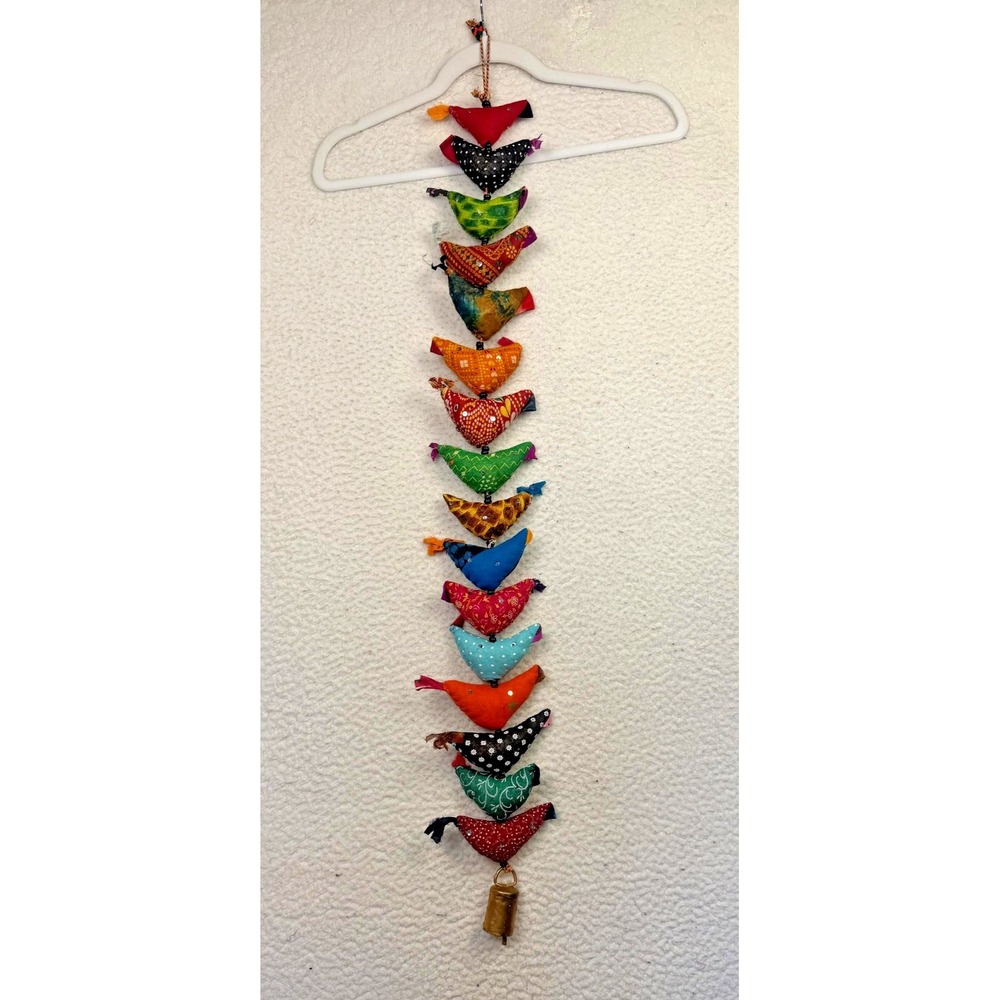 Indian Floral Cotton Stuffed Birds Chicken Beads Bell Prosperity‎ Hens Barn